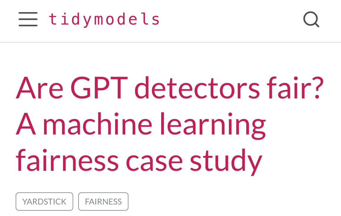 Screenshot of an analysis titled "Are GPT detectors fair?"