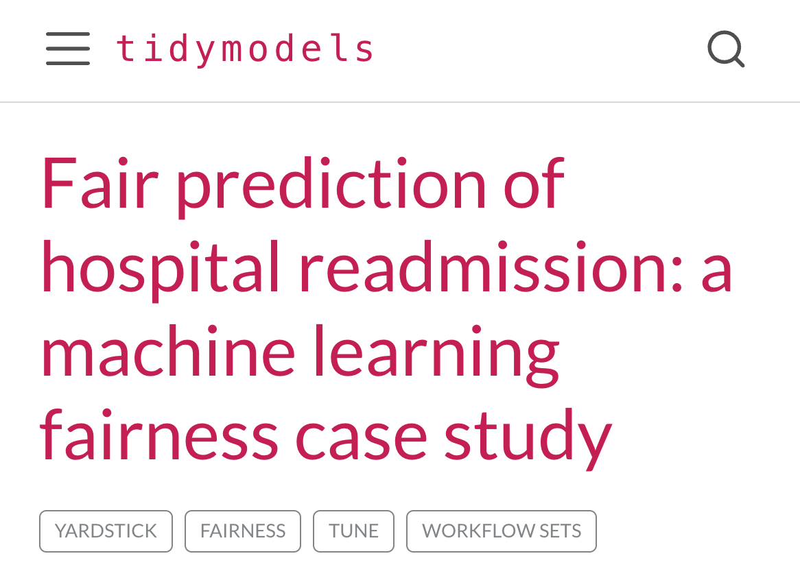 Screenshot of an analysis titled "Fair prediction of hospital readmission?"